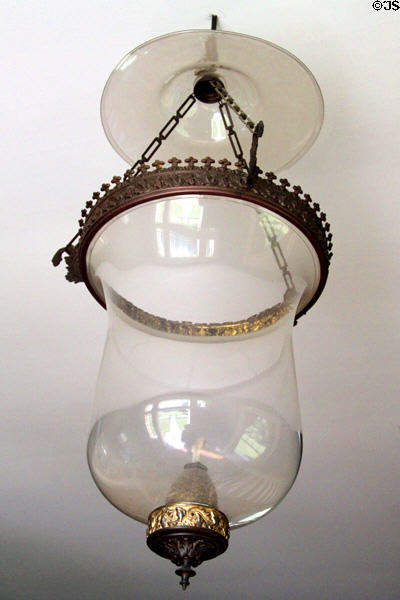 Glass oil ceiling lamp in Jonathan Goldsmith House at Hale Farm. Cleveland, OH.