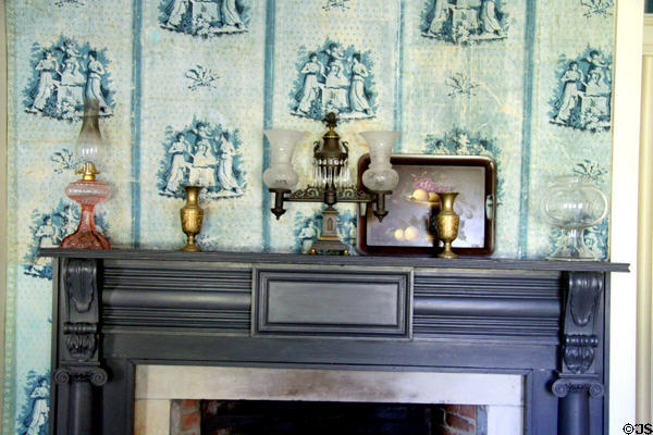 Dining room mantle in Jonathan Goldsmith House at Hale Farm. Cleveland, OH.