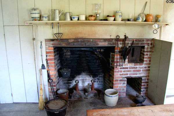 Kitchen fireplace in Saltbox House at Hale Farm. Cleveland, OH.