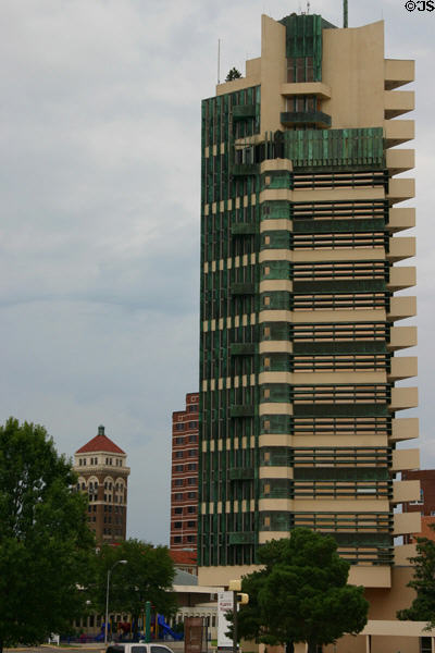 Price Tower paired with Phillips Tower. Bartlesville, OK.