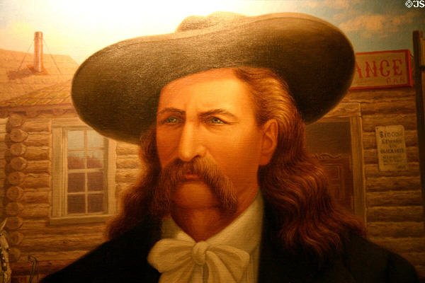 Facial detail of portrait of Wild Bill Hickok (1837-1876) by Robert Lindneux at Woolaroc Museum. Bartlesville, OK.