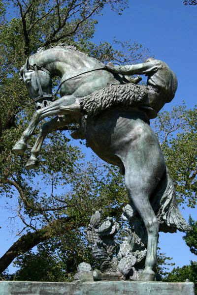 Tribute to Romantic Riders of the Range (1930) sculpture by Constance Whitney Warren at Oklahoma State Capitol. Oklahoma City, OK.