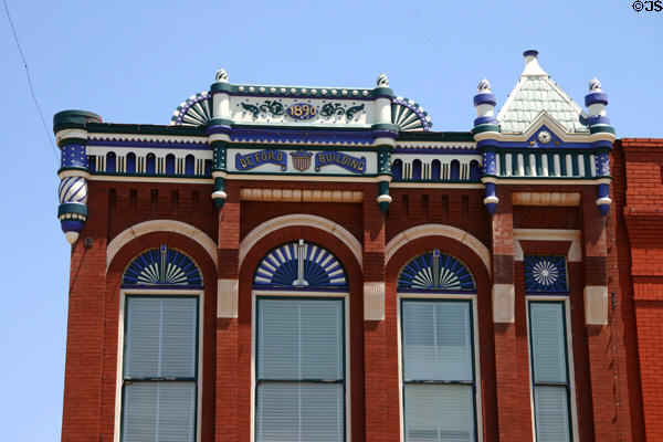 Elaborate decorations of heritage De Ford building. Guthrie, OK.