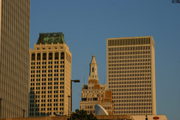 Mid-Continent Tower, 320 South Boston Building & First Place Tower at sunset. Tulsa, OK.