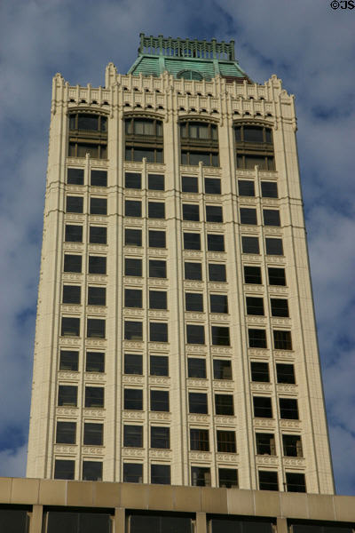 Mid-Continent Tower (former Cosden Building) (1918) (36 floors) (401 South Boston Ave.). Tulsa, OK. Style: Neo Gothic. Architect: Hoit, Price & Barnes. On National Register.