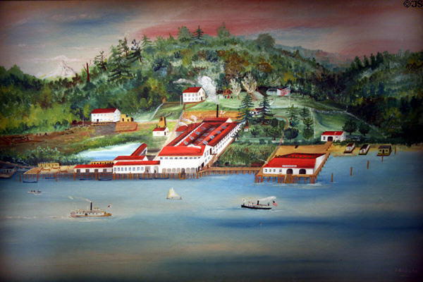 Painting of J.W.&V. Cook Cannery (c1895) by Nigel Kennedy Esdaile at Columbia River Maritime Museum. Astoria, OR.