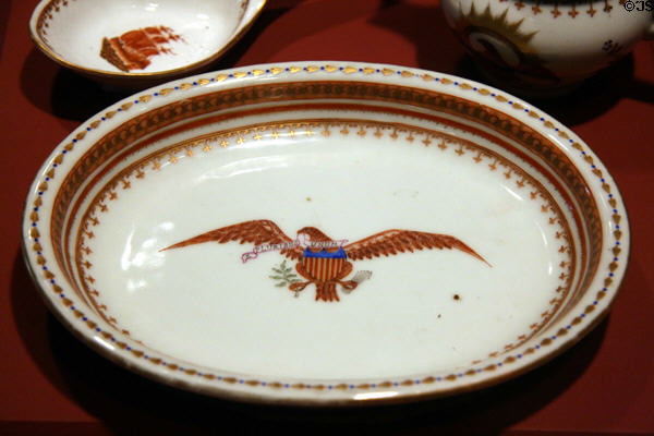 Chinese export porcelain dish with American eagle (c1790-1810) at Columbia River Maritime Museum. Astoria, OR.