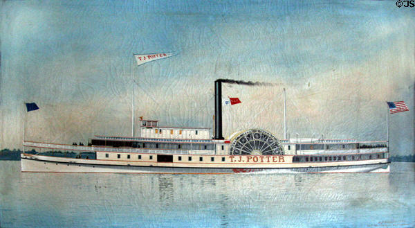 Painting of side-wheel steamship T.J. Potter (1891) by A. Jacobsen at Flavel House. Astoria, OR.