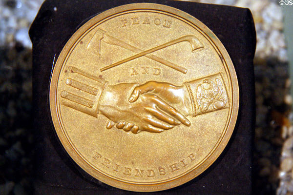 Jefferson peace medal given to Clatsop Chief Coboway by Captain Meriwether Lewis at Astoria Heritage Museum. Astoria, OR.