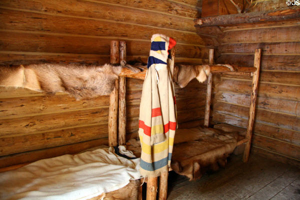 Bunk beds in interior of Fort Clatsop. Astoria, OR.