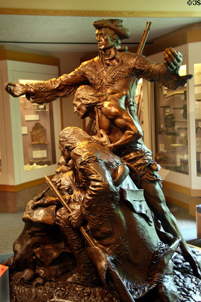 Meriwether Lewis, William Clark & Clatsop Indian sculpture (1980) by Stanley Wanlass at Fort Clatsop museum. Astoria, OR.