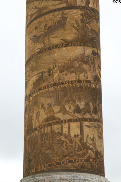 Astoria Column frieze details of Lewis & Clark expedition. Astoria, OR.