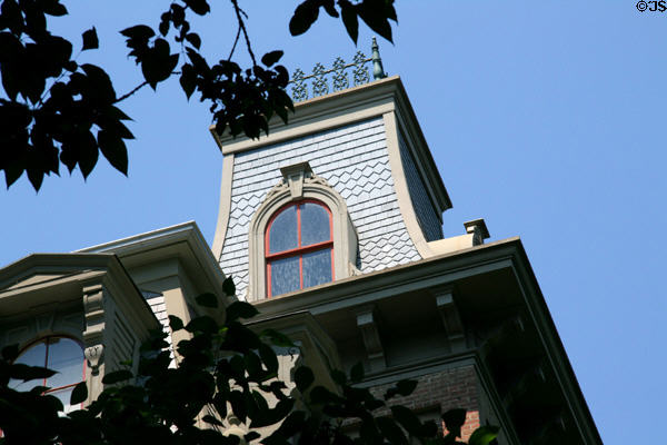 Second Empire tower of Deady Hall at University of Oregon. Eugene, OR.