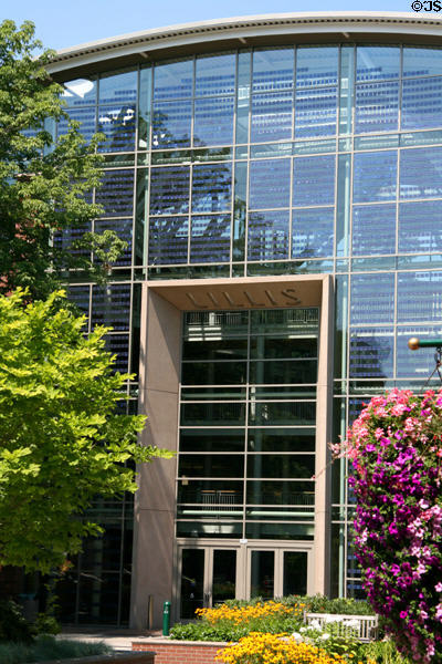 Portal of Lillis Business Complex of Lundquist College of Business at University of Oregon. Eugene, OR.