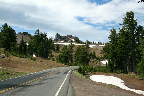 Road through Crater Lake National Park. OR.