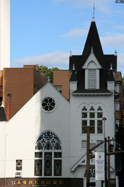 First Evangelical Church (1905) (921 SW Clay St.) now Portland Korean Church. Portland, OR. Style: Carpenter Gothic.