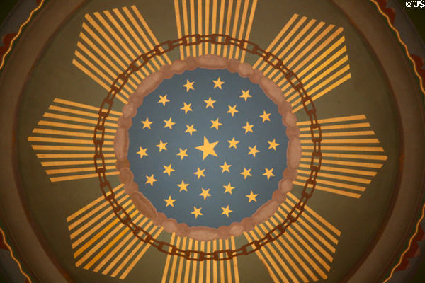 Painted dome interior by Frank H. Schwartz in Oregon State Capitol. Salem, OR.