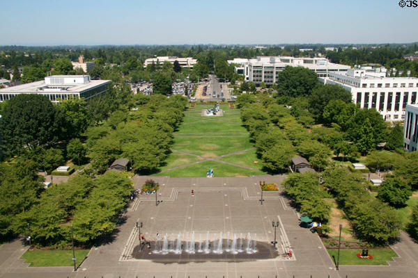 View of Oregon Capitol Mall from Capitol dome. Salem, OR.