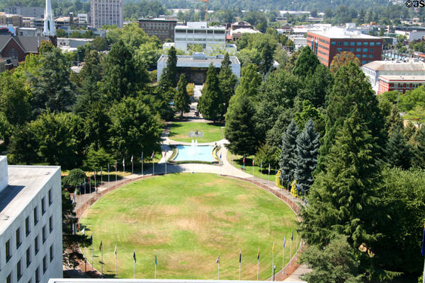 Looking toward downtown Salem from Oregon State Capitol dome. Salem, OR.