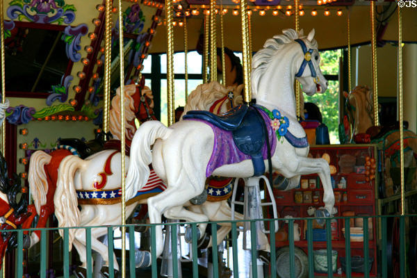 White horses of Salem's Riverfront Park Carousel. Salem, OR.
