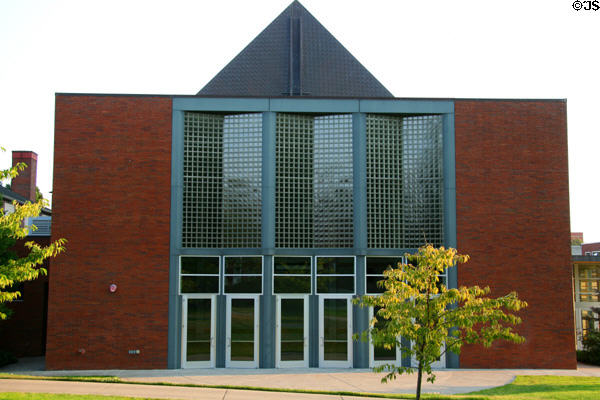 Entrance to Mary Stuart Rogers Music Center (Hudson Hall) at Willamette University. Salem, OR.