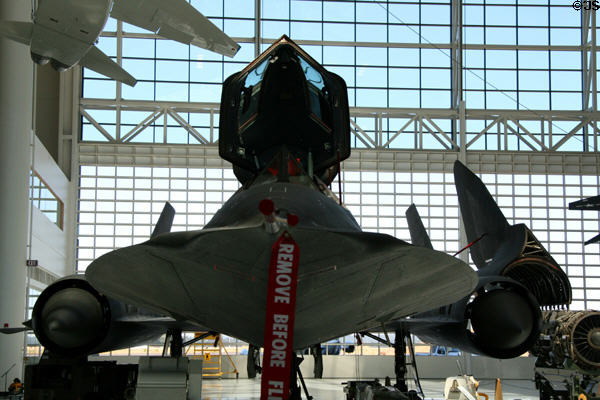 Nose end view of Lockheed SR-71A (1966) at Evergreen Aviation & Space Museum. OR.