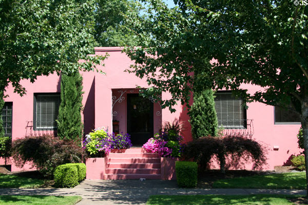 Spanish Revival pink house (Sixth Ave. near Washington). Albany, OR.