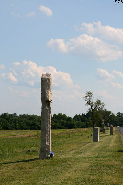 Monuments along McPherson Ridge battle line at Gettysburg National Military Park. Gettysburg, PA.