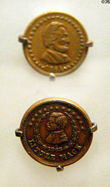 Lincoln & McClellan "Little Mack" presidential campaign medals (1863) at Gettysburg NPS Museum. Gettysburg, PA.