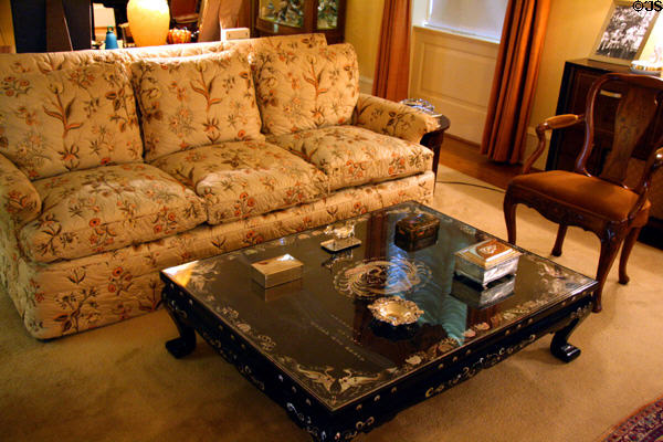 Sofa & Korean table in living room of Eisenhower National Historic Site. Gettysburg, PA.