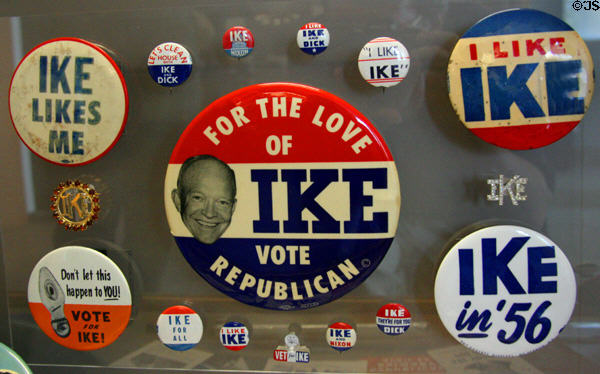 Ike presidential campaign buttons at Eisenhower Farm. Gettysburg, PA.