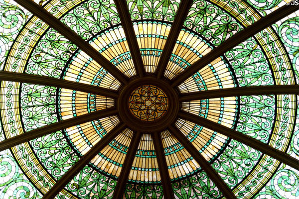 Stained glass skylight dome detail in Pennsylvania Capitol. Harrisburg, PA.