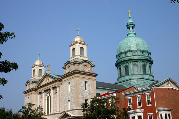 St Patrick's Cathedral (1907) with green dome. Harrisburg, PA. Style: Classical Italian.