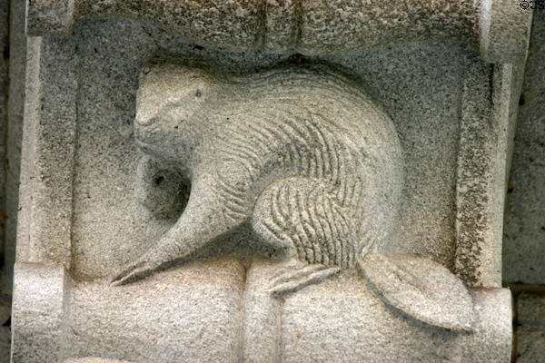 Art Deco relief of Beaver on North Office Building of State Government complex. Harrisburg, PA.
