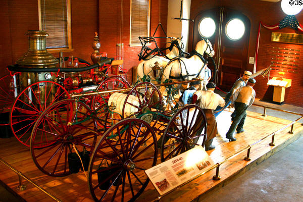 Washington hose carriage & Silsby Steam Pumper at Harrisburg Fire Museum. Harrisburg, PA.