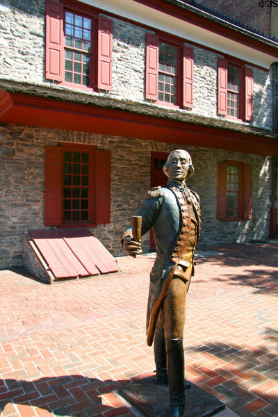 Gen. Horatio Gates house & statue where this President of Board of War of American rebellion lived in 1778 & where Conway Cabal against George Washington was thwarted by Lafayette. York, PA. On National Register.