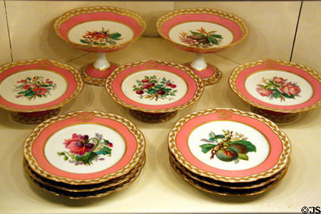 Pink Sevres desert plates used by Buchanan at Wheatland. Lancaster, PA.