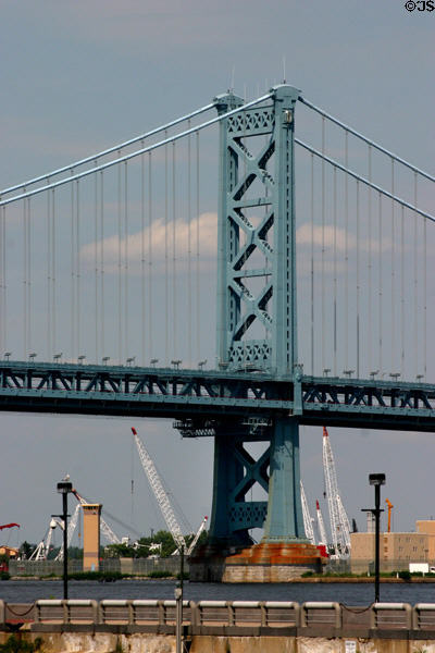 Ben Franklin Bridge tower. Philadelphia, PA.