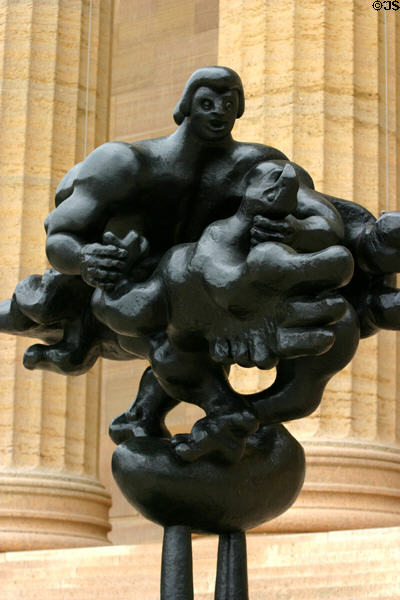 Modern statue at entrance to Philadelphia Museum of Art. Philadelphia, PA.