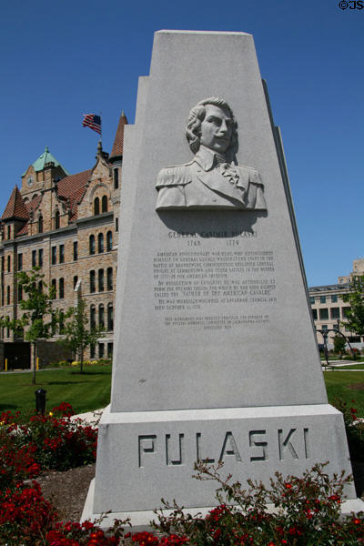 Revolutionary War General Casimir Pulaski (1748-79) monument at Lackawanna County Courthouse. Scranton, PA.