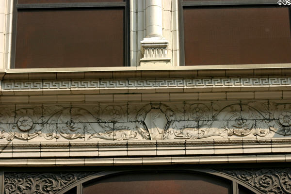 Tile details showing K & dolphins on Kaufmann's Department Store. Pittsburgh, PA.