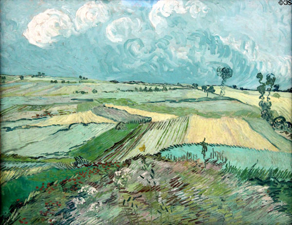 Wheat Fields after the Rain (Plain of Auvers) painting (1890) by Vincent van Gogh at Carnegie Museum of Art. Pittsburgh, PA.