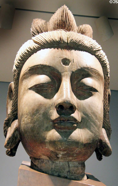 Chinese wooden head of Guanyin (1279-1368 - Yuan Dynasty) at Carnegie Museum of Art. Pittsburgh, PA.
