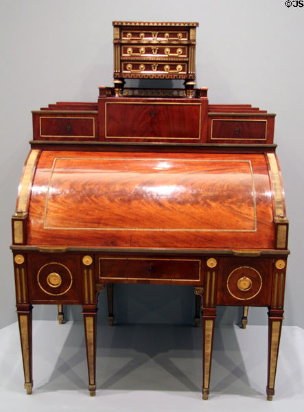 Cylinder-top desk (c1785) by David Roentgen of Germany & miniature chest of drawers (c1798) by Jean-Antoine Bruns of France at Carnegie Museum of Art. Pittsburgh, PA.