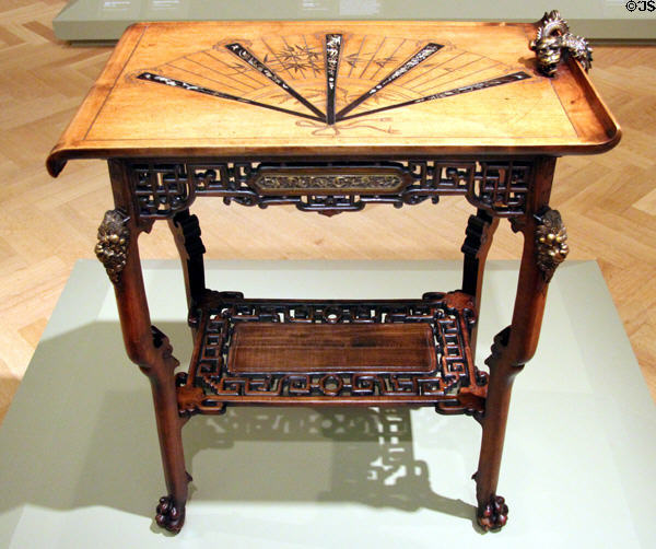 Table with inlaid oriental fan (c1880) by Gabriel Viardot of France at Carnegie Museum of Art. Pittsburgh, PA.