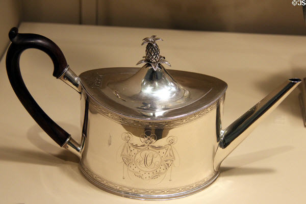Silver teapot (c1790) by Daniel Van Voorhis of Philadelphia & New York at Carnegie Museum of Art. Pittsburgh, PA.