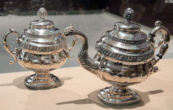Silver tea service (c1835) by Nicholas J. Bogert of New York at Carnegie Museum of Art. Pittsburgh, PA.