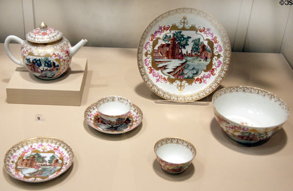 Chinese porcelain tea service with European scene (c1745) at Carnegie Museum of Art. Pittsburgh, PA.