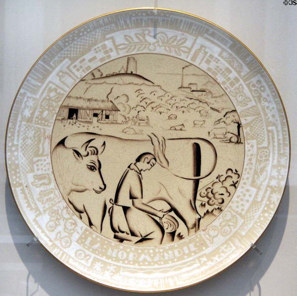 Porcelain Platter la Normandie (1936) by Jean Beaumont of Sèvres Porcelain Factory of France at Carnegie Museum of Art. Pittsburgh, PA.