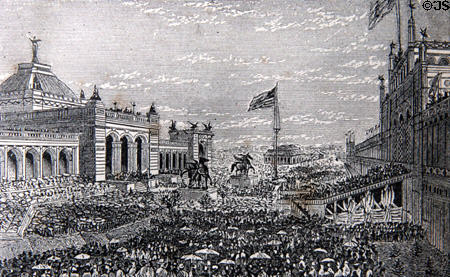 Graphic of Centennial Exposition opening. Philadelphia, PA.